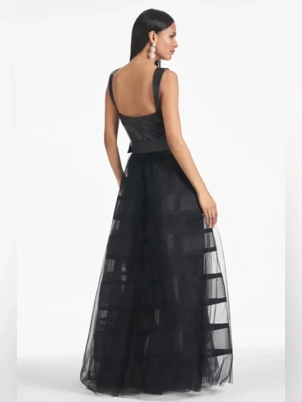 Sachin & Babi Black Veruca Vegan Leather Bodice Mesh Gown - Picture 4 of 4